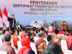Penyerahan sertifikat hak atas tanah untuk rakyat di Kabupaten Humbang Hasundutan.(ist)