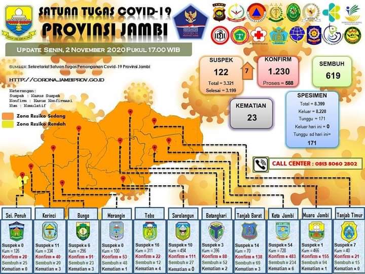Data sebaran Covid-19 di Provinsi Jambi