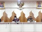 Rapat koordinasi lanjutan vaksinasi covid-19 Provinsi Jambi di ruang pola kantor gubernur Jambi.