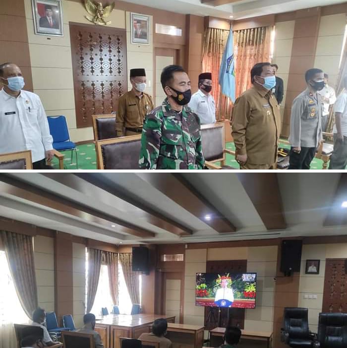 Jajaran Pemkot Sungai Penuh bersama Forkopimda ikut giat Rakor dengan presiden.