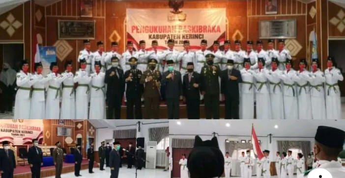 Acara pengukuhkan 30 anggota Paskibraka Kabupaten Kerinci Tahun 2021.(Foto:Dikin/Jambipers.com)