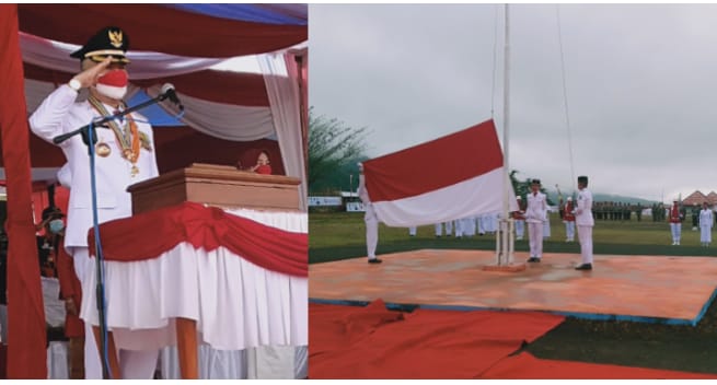 Bupati Adi Rozal saat tampil sebagai Irup HUT RI ke-76.