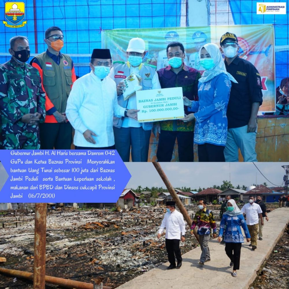 Gubernur Jambi serahkan bantuan bagi korban kebakaran.