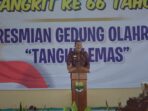 Acara peringatan HUT Desa Tangkit Ke-66 dan Peresmian GOR Tangkit Emas, di Gedung Olahraga Tangkit Emas.