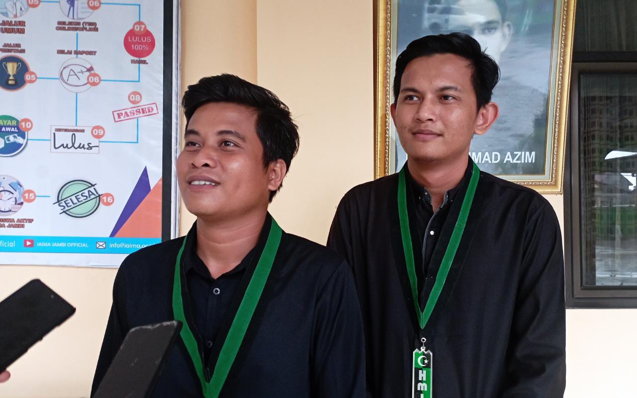Ketua HMI Komisariat Persiapan IAIMA Jambi, Samsudin bersama Ketua Bidang Perguruan Tinggi, Kemahasiswaan dan Pemuda, Raden Hasan Efendi.