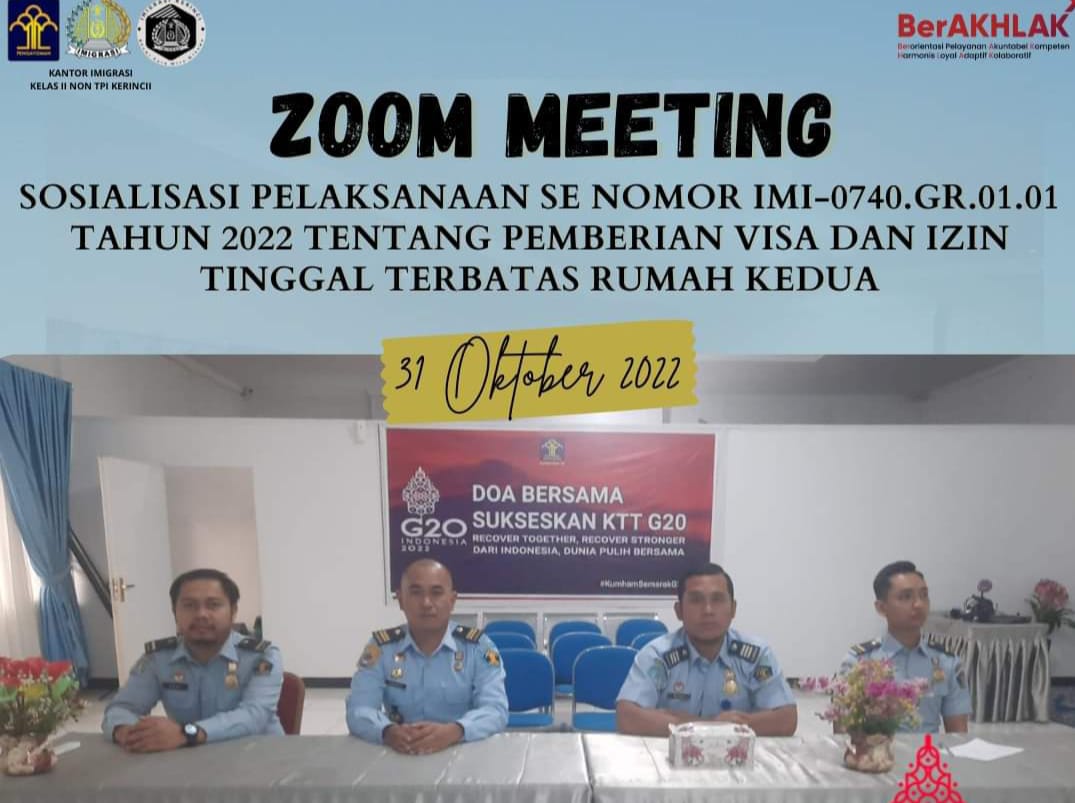Pegawai Kantor Imigrasi Kelas II Non TPI Kerinci ikuti kegiatan "Sosialisasi Pelaksanaan SE Nomor IMI-0740.GR.01.01 Tahun 2022.
