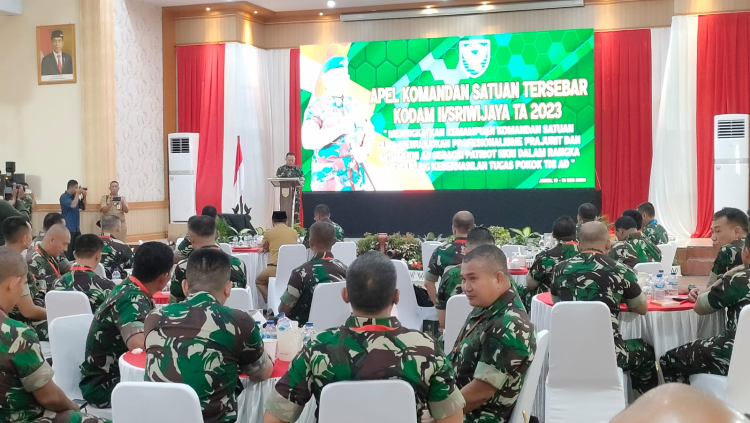 apel Komandan Satuan Tersebar Kodam II/Sriwijaya 2023 di Markas Korem Gapu 042/ Garuda Putih, Jambi