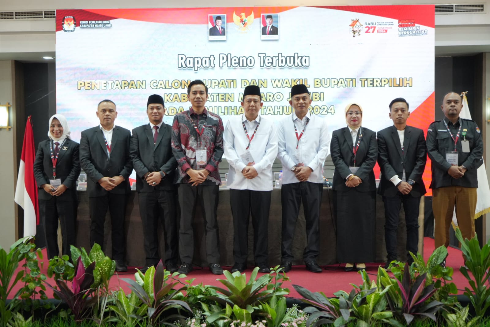 Komisi Pemilihan Umum Kabupaten Muaro Jambi menggelar rapat pleno terbuka penetapan Bupati dan Wakil Bupati Kabupaten Muaro Jambi terpilih